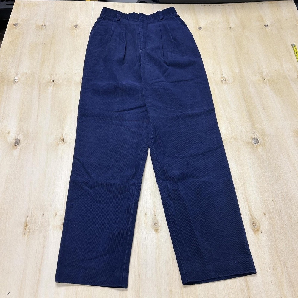 Vintage Haggar Pants Womens 26 Blue Corduroy Pleated Chino Straight Leg Classic